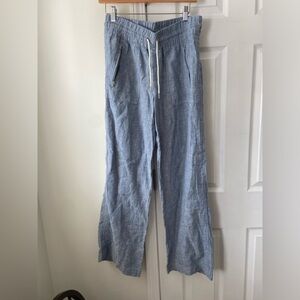 Athleta Women's Cabo Linen Pants, Size 8, Blue, Wide-Leg, Drawstring, Pockets